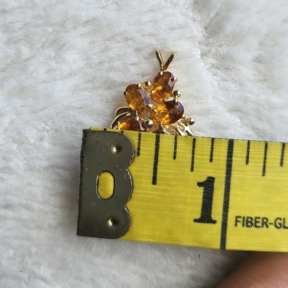 Gorgeous Genuine Citrine multi stones 14k solid gold pendant 🧡✨️ New! - Picture 10 of 11